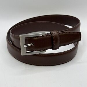 CTM® Leather Belt with Silver Buckle, 44, Brown